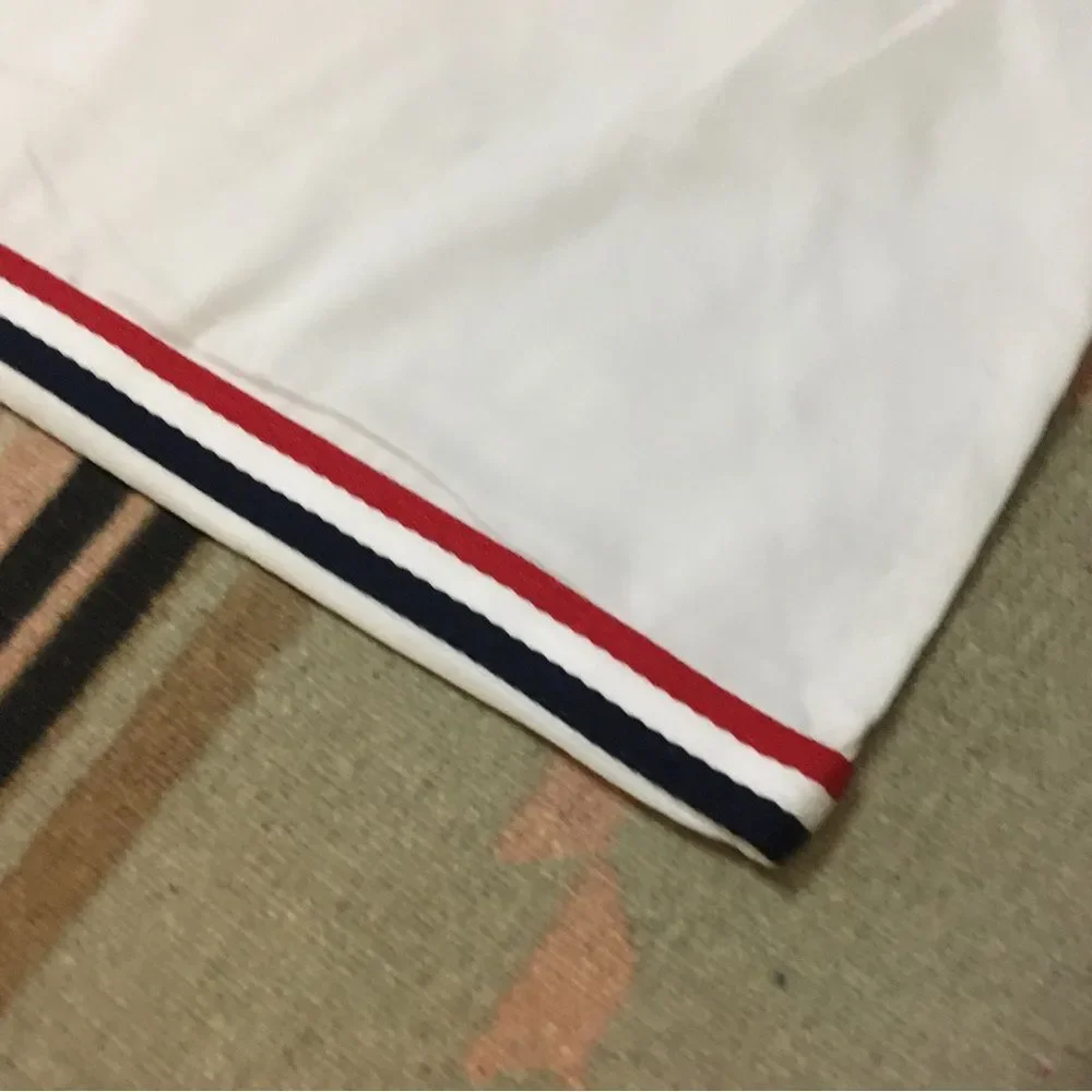Moncler Medium blue white & red trim drawstring dustbag & shoulder length strap